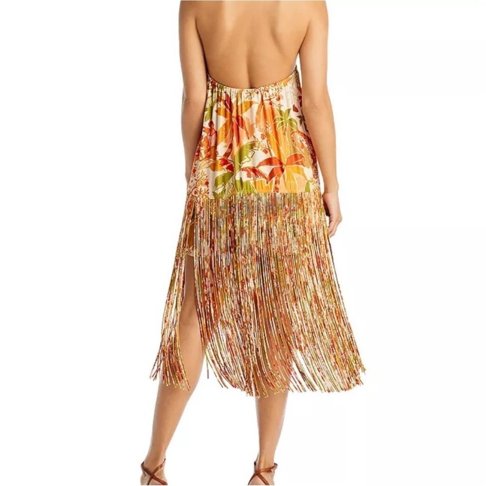 Farm Rio Leopard Forest Fringe Mini Dress in Leopard Forest Sand Size M NWT - Picture 4 of 12